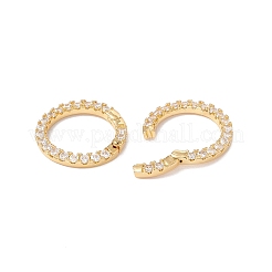 Rack Plating Brass Micro Pave Clear Cubic Zirconia Spring Gate Ring&nbsp;X-ZIRC-C040-25G