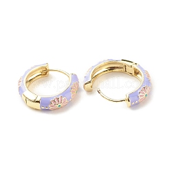 Daisy Flower Enamel Hoop Earrings&nbsp;EJEW-G290-01G-B