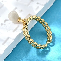 Brass Curb Chain Cuff Rings for Women&nbsp;RJEW-Z085-04G