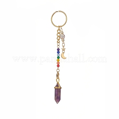 Chakra Natural Mixed Gemstone Bullet Pendant Keychain&nbsp;KEYC-JKC00448