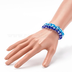 Handmade Evil Eye Lampwork Beaded Stretch Bracelets Sets&nbsp;BJEW-JB06218