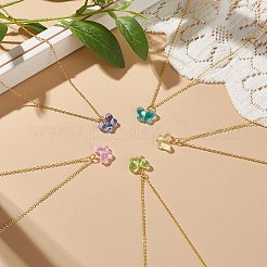 5Pcs 5 Color Glass Butterfly Pendant Necklaces Set with Brass Cable Chains for Women&nbsp;NJEW-JN04091