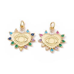 Rack Plating Brass Micro Pave Colorful Cubic Zirconia Pendants&nbsp;ZIRC-C040-15G