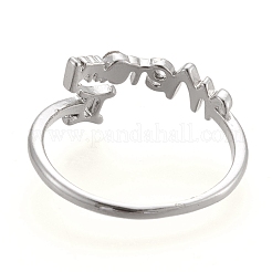 Adjustable Brass Micro Pave Clear Cubic Zirconia Cuff Rings&nbsp;X-RJEW-M134-A04