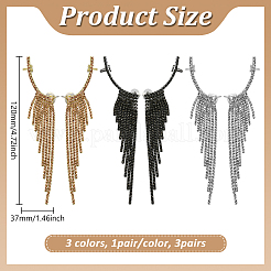 3 Pairs 3 Colors Alloy Rhinetosne Tassel Stud Earrings for Women&nbsp;EJEW-GO0002-23