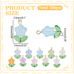 100Pcs Glass Pendants&nbsp;PALLOY-WR00012