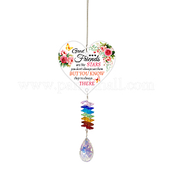Glass Teardrop Hanging Suncatchers&nbsp;HJEW-WH0201-001