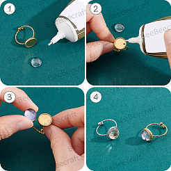 8Pcs 2 Colors 304 Stainless Steel Open Cuff Ring Component&nbsp;STAS-BBC0010-40