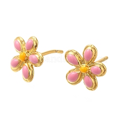 Rack Plating Flower Brass Stud Earrings&nbsp;EJEW-H016-42G