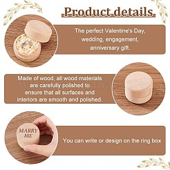 Round Beechwood Jewelry Storage Gift Box with Lid&nbsp;CON-WH0085-57