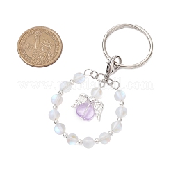 Alloy & Glass & Synthetic Moonstone Keychain&nbsp;KEYC-JKC01030