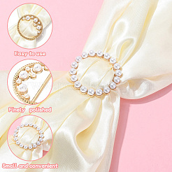 4Pcs 4 Styles Plastic Pearl Scarf Buckle Ring&nbsp;AJEW-CJ0001-49