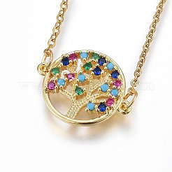Brass Micro Pave Cubic Zirconia Pendant Necklaces&nbsp;NJEW-L146-04