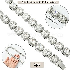 1Pc Zinc Alloy Pave Square Clear Glass Tennis Necklaces for Womem&nbsp;NJEW-SP0001-07S