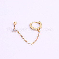 Brass Micro Pave Clear Cubic Zirconia Hoop Cartilage Earrings with Chain&nbsp;WG4D01B-04