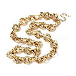 304 Stainless Steel Double Ring Link Chain Necklaces&nbsp;LS-NJEW-S453-02P-A
