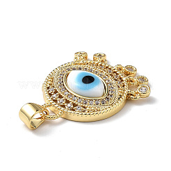 Lampwork Evil Eye Pendants with Colorful Cubic Zirconia&nbsp;ZIRC-L102-14G-02