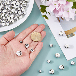100Pcs 4 Colors Floral Printed Porcelain Beads&nbsp;PORC-DC0001-16A