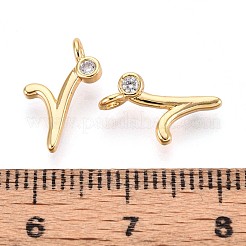 Brass Micro Pave Cubic Zirconia Charms&nbsp;KK-N263-97G-R