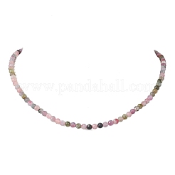 4.5MM Faceted Round Natural Multicolor Tourmaline Beaded Necklaces&nbsp;NJEW-JN05900
