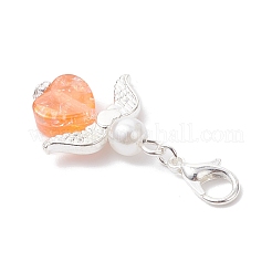 Transparent Resin Heart Angel Pendants Decorations&nbsp;HJEW-JM04141