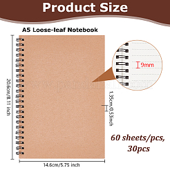 30Pcs Rectangle Kraft Paper A5 Loose-leaf Notebook&nbsp;AJEW-WA0001-51