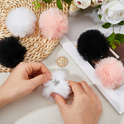 6Pcs 3 Styles Handmade Faux Rabbit Fur Pom Pom Ball & Iron Shoe Clip&nbsp;HJEW-HS00119