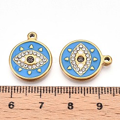 304 Stainless Steel Enamel Rhinestone Pendants&nbsp;STAS-T064-50A