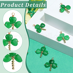 8Pcs Saint Patrick's Day Dyed Natural Malaysia Jade Shamrock Pendants&nbsp;PALLOY-BM00030