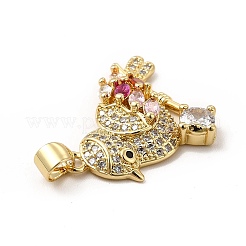 Real 18K Gold Plated Brass Micro Pave Cubic Zirconia Robin Brid Pendants&nbsp;KK-E072-06G