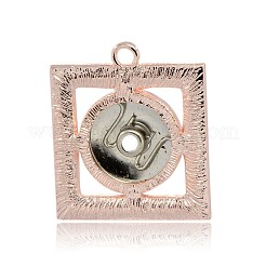 Champagne Gold Tone Alloy Rhinestone Brass Snap Pendant Making&nbsp;MAK-J007-68CG