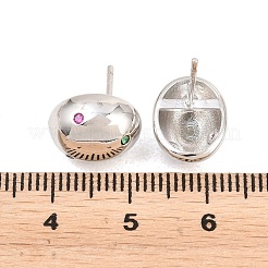 Oval Brass Micro Pave Cubic Zirconia Stud Earrings&nbsp;EJEW-Z164-17P-02