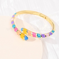 Snake Brass Enamel Cuff Bangles&nbsp;BJEW-A163-01G-05