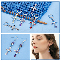 Alloy Enamel Religion Crucifix Cross Pendant Locking Stitch Markers&nbsp;HJEW-PH01839