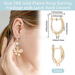 10Pcs Brass Hoop Earring Findings with Latch Back Closure&nbsp;KK-BBC0010-35