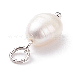 Grade B Natural Cultured Freshwater Pearl Charms&nbsp;X-PALLOY-JF01497-02