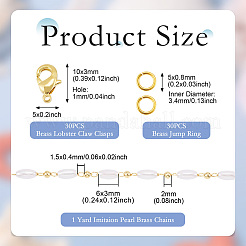 DIY Plastic Pearl Oval Beaded Brass Link Chain Bracelet Necklace Making Kits&nbsp;DIY-TA0009-62