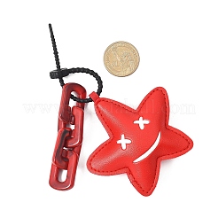 2Pcs Flower & Star Imitation Leather Pendant Decorations&nbsp;HJEW-JM04458-02
