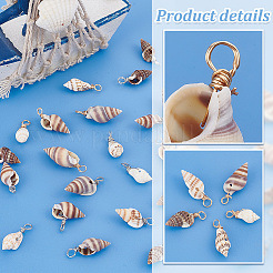 100Pcs 10 Styles Natural Shell Pendants&nbsp;PALLOY-AB00159