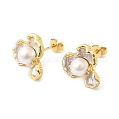 Brass Enamel Stud Earrings&nbsp;KK-CBAB173-02D-G
