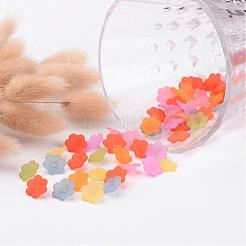 Mixed Color Transparent Frosted Acrylic Flower Bead Caps&nbsp;X-PL561M