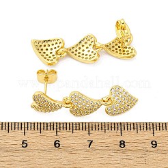 Brass Micro Pave Clear Cubic Zirconia Stud Earrings&nbsp;EJEW-H158-10G