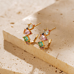 Brass Pave Cubic Zirconia Stud Earrings&nbsp;WG5B751-01
