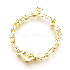 Rack Plating Alloy Open Back Bezel Pendants&nbsp;PALLOY-Q351-49G-FF