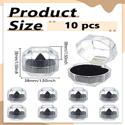 10Pcs Transparent Plastic Ring Boxes&nbsp;OBOX-LP0001-03