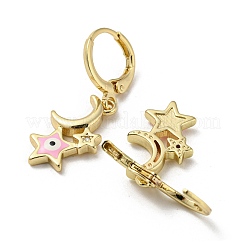 Real 18K Gold Plated Brass Dangle Leverback Earrings&nbsp;EJEW-A033-18G-02