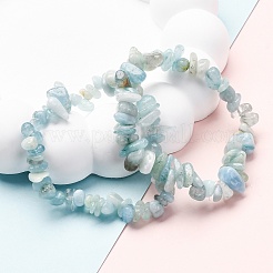 Unisex Chip Natural Aquamarine Beaded Stretch Bracelets&nbsp;BJEW-S143-33