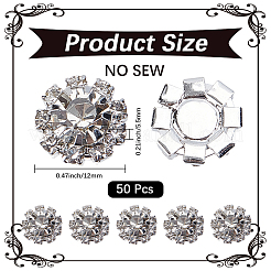 Cubic Zirconia with Alloy Flower Buckles&nbsp;DIY-CP0012-09B-02