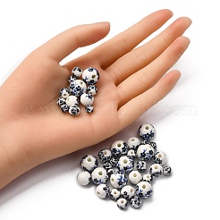 40Pcs 4 Styles Handmade Printed Porcelain Beads&nbsp;PORC-FP0001-06