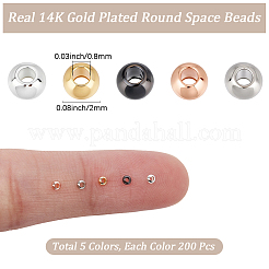 1000Pcs 5 Colors Rack Plating Brass Beads&nbsp;KK-BBC0023-19B